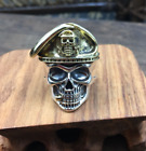Men's Two Tone Pirate Skull Undead Legion S925 Sterling Silver Adjustable Ring