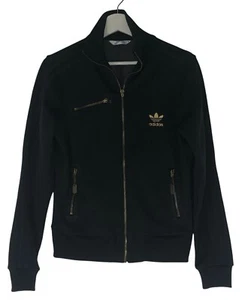 Adidas Trainingsjacke schwarz Gold Trefoil Logo Full Zipper Akzente Größe Medium - Bild 1 von 8