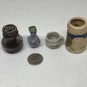Vintage Miniatures, Parker Quink Bottle, Ladies Cup Japan, Vase, Stein Michigan - Picture 1 of 24