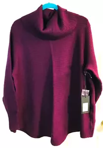 PLUM COWL NECK COZY RIBBED SWEATER 2X New with Tags - Picture 1 of 4