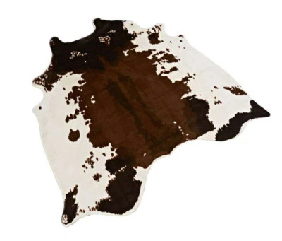 Cowhide Area Rug Feet Tricolor Faux Cowskin Cow Hide Leather Carpet 4.6'X4.4'