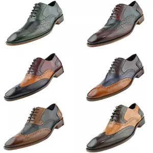 Asher Green Mens Genuine Leather Perforated Wingtip Oxfords Lace Up Dress Shoes - Picture 1 of 69