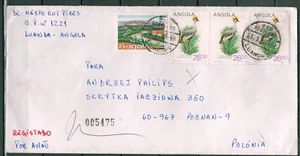 Angola 1990, Einschreiben nach Polen, Vögel - Bild 1 von 2