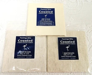 3 Pk Flamingo Mills COUNTED CROSS STITCH FABRIC 18 Count 12" x 18" - Picture 1 of 6