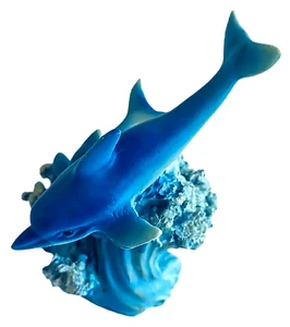 Blue Dolphins Swimming Figurine 3 Inches Sea Life Coral Reef Ocean Decor Statue - Picture 1 of 5