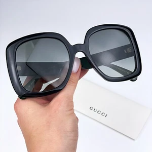 Gucci Women Sunglasses Black Green Grey Gradient Square GG0713S 006 NEW - Picture 1 of 11