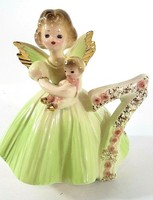 Vintage Josef Originals 7 Birthday Angel light Green Dress Porcelain Figurine