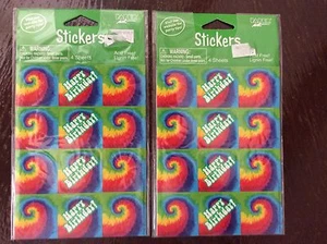 Tie Dye Fun Groovy Party Zubehör Aufkleber 2 Packungen mit je 4 Blatt - Bild 1 von 1