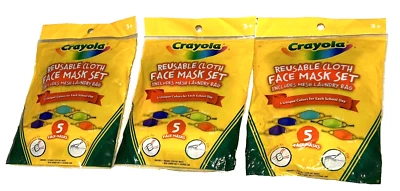 Crayola Kids Cloth Face Mask w/ 3 Mesh Laundry Bags (15 Masks in 3 Packs) - Image 1 of 4