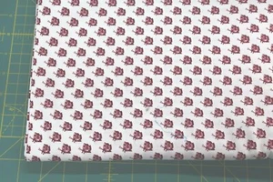 100 % Cotton fabric ~ Off white with Burgundy butterflies ~ BTY - Picture 1 of 2