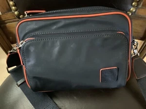 MCM Navy Blue Red Accent Nylon Travel Crossbody Handbag - Picture 1 of 11