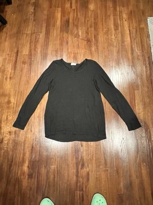 Frame T-shirt Top Blouse Shirt Long Sleeve Linen Blend Black Small Minimalist Foto 1 de 4