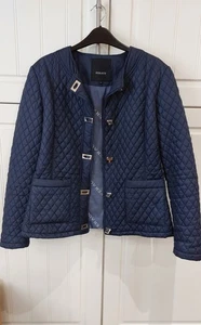 size 12 top quality v expensive fully lined beautiful navy FERAUD quilted jacket - Picture 1 of 24