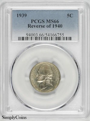 1939 Jefferson Nickel PCGS MS66 Reverse of 1940 - Image 1 of 2