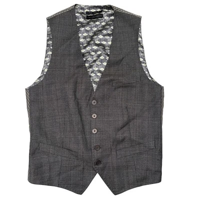 Traje Chaleco Ted Baker Hombre Talla 36 R Estampado Geométrico Forro Lana Tela Italiana Foto 1 de 4