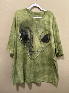 THE MOUNTAIN GREEN ALIEN T SHIRT DAVID PENFOUND ARTWORK TYE DYE COTONE 4XL - Foto 1 di 6