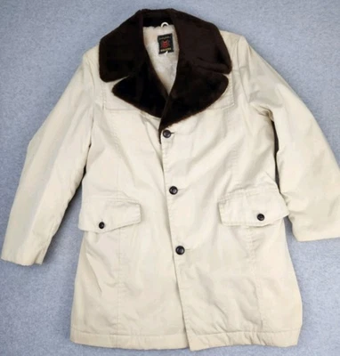 VINTAGE MENS Winter OVERCOAT Walkers JACKET FAUX FUR LINING & COLLAR 42R Large - Image 1 of 4