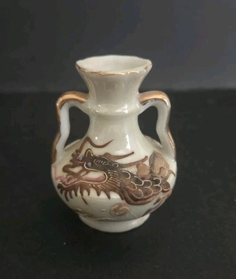 Vintage Vase Japanese Lustreware Moriage Dragonware Kyo - Yaki  Porcelain Small. - image 1 of 2