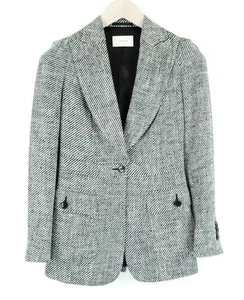 Suistudio Olivia Damen Blazer UK6R Grau Seide Baumwolle Muster Gefüttert Mantel - Bild 1 von 12
