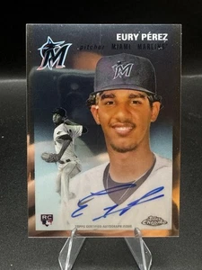 2023 Topps Chrome Platinum Anniversary Autographs #CPAEP Eury Perez RC Marlins - Picture 1 of 2