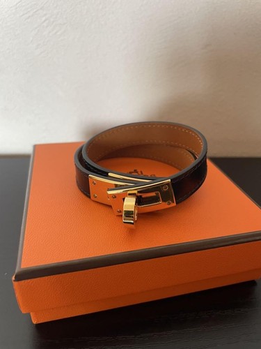 HERMÈS Bracciale Hermes Kelly T2 nero oro ottimo usato senzala scatolaco