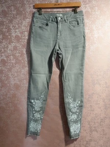 Tu size 12 L grey stretch denim embroidered skinny jeans 30" x 29" - Picture 1 of 7