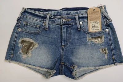 AUTÉNTICOS Pantalones Cortos True Religion Joey Cortados Sexy Lentejuelas Mujeres Talla 26 NUEVOS $218 Foto 1 de 4