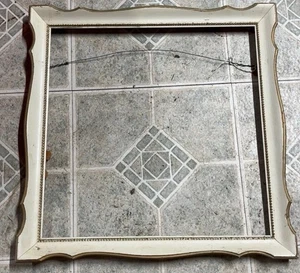 VTG 16” X 16” Free Hanging Picture Frame No Glass Art Painting White - Picture 1 of 4