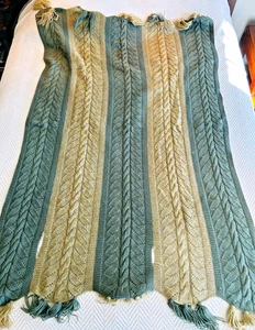 Vintage Handmade Crochet Afghan Throw Blanket Green 44” X 66” - Picture 1 of 3