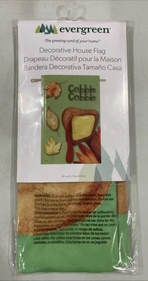 Gobble Gobble 28" x 43" Evergreen Thanksgiving 2 Sided Printed House Flag NEW - Image 1 of 3