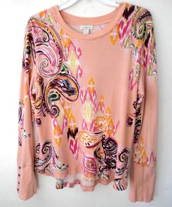 Sundance Damen XL pfirsichfarben bunt Baumwolle Thermo Top MOD Paisley gebraucht, in einwandfreiem Zustand gebraucht - Bild 1 von 6