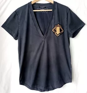 Balmain - Woman Cotton Grey Blue Dye Appearance Washed Badge Size L New - Picture 1 of 5