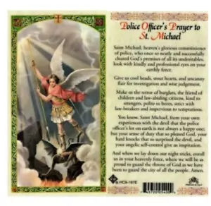 POLICE OFFICER PRAYER SAINT MICHAEL. LAMINATED HOLY CARD 5-PER ORDER. - Picture 1 of 1