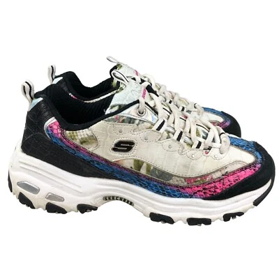 Zapatillas deportivas Skechers para mujer talla 7,5 D'Lites listas para pasarela blancas multi cuero 11918 Foto 1 de 4