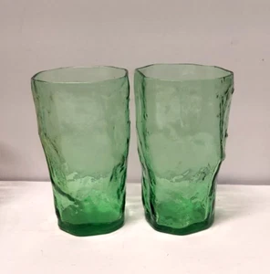 Morgantown Crinkle Vintage Apple Green Seneca Driftwood Tumblers Set 2 4" 7oz - Picture 1 of 3