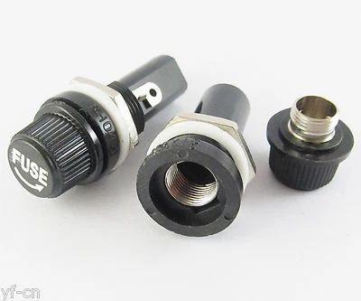 10pcs 6 x 30mm Fuse Holder FH043 10A 250V for 5x20mm Fuses Black Color - Image 1 of 4