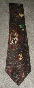 Vintage Looney Tunes Mania Neck Tie 1994 Characters Bugs Bunny Martian Wile E - Picture 1 of 11