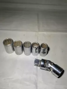 5 Craftsman -V- series 1/2 drive 12 point sockets + swivel adapter - Picture 1 of 8