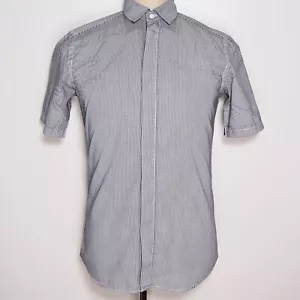 Prada Shirt Short Sleeves Gray Striped Cotton Size S 38 - Picture 1 of 9