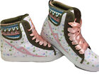 POPPY Womens Shoes High Tops Floral Crochet Ankle Pink Green White Size 9
