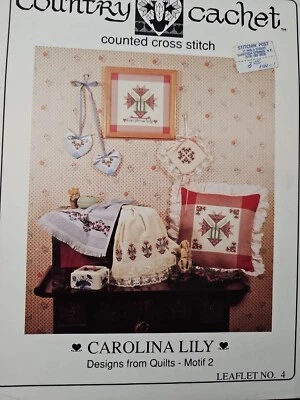 Country Cachet Carolina Lily Cross Stitch Chart Pattern Leaflet 4 - Image 1 of 2