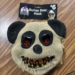 Happy Halloween Burlap Bear Mask, Ages 15 + NWT - Picture 1 of 3