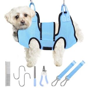 Portable Pet Hanging Hammock Grooming Harness w/ Nail Clippers for Nail Trimming