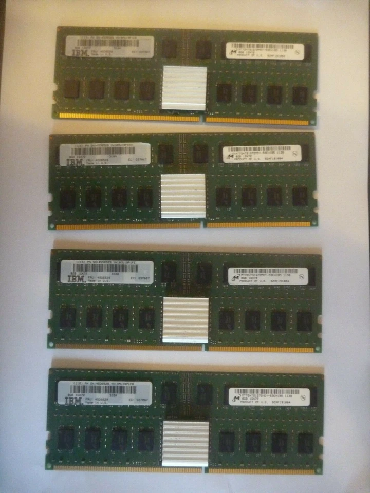 4 x 8GB = 32GB Samsung DDR2 PC2-3200 400MHz Memory 45D1787 IBM Power 6 server  - Image 1 of 1