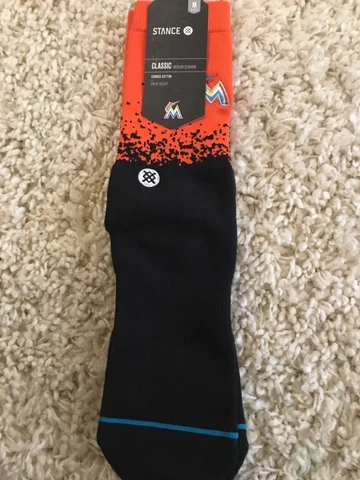STANCE MLB Miami Marlins Stadium Fade Orange Black Crew Socks NEW Mens M 6-8.5 Cover