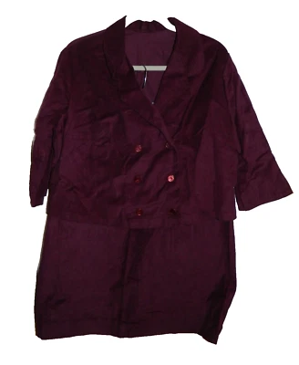 Traje Falda Doble Pecho Pana Púrpura Talla Grande Vintage Dos Piezas Foto 1 de 4