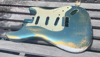 STRAT BODY 60s NITRO Sheerwood Green over Aztec Gold  RELIC  JVGuitars - Image 1 of 4