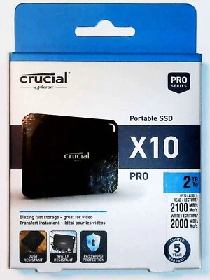 CRUCIAL X10 PRO 2TB PORTABLE SSD  MTXUG CT2000X10PROSSD9 BRAND NEW,SEALED - Image 1 of 2