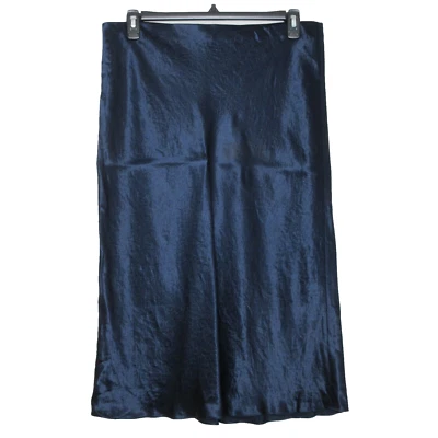 NUEVO CON ETIQUETAS $265 Vince Mujer Satén Slip Pull On Falda Midi Azul Costero XL B52 Foto 1 de 4