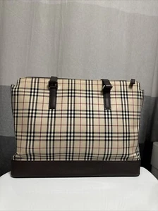BURBERRY Nova Check Tote Bag Nylon Canvas Beige Authentic Shoulder Bag 14.5x 11 - Picture 1 of 16